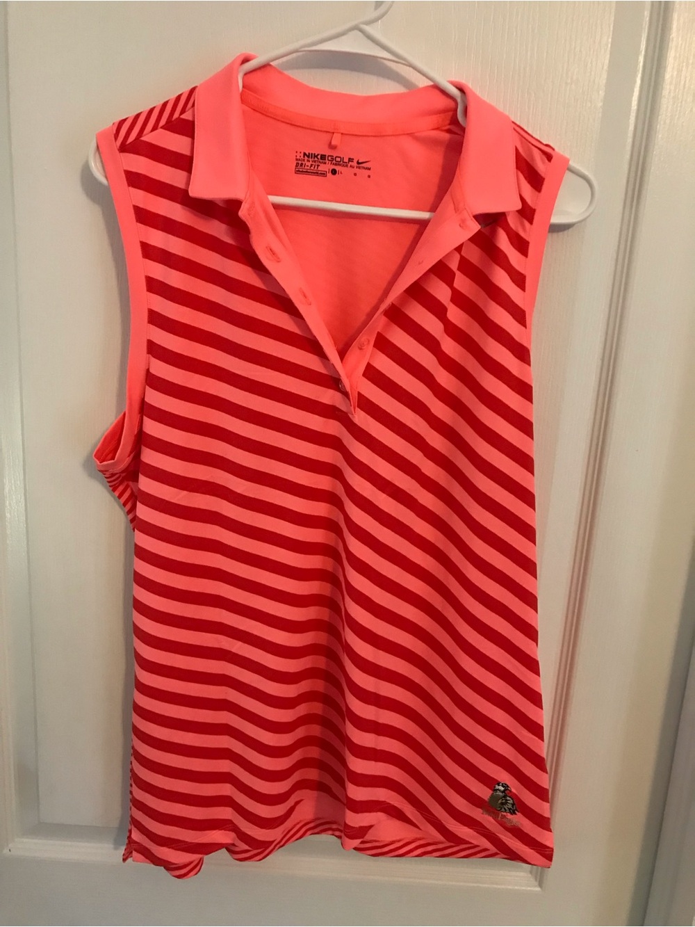 Nike Women’s Orange/Coral Stripped Sleeveless Polo Twin Eagles